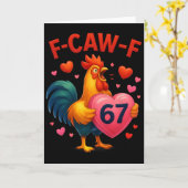 Funny F-caw-f 67 Rooster Meme Valentine Day Humor  カード (黄色い花)