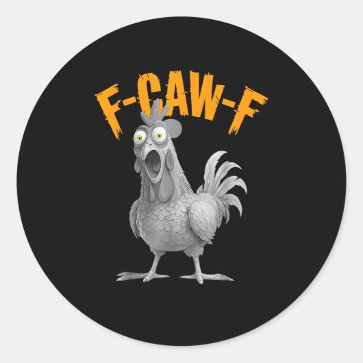 Funny F Caw F Chicken Classic Retro Style ラウンドシール (正面)