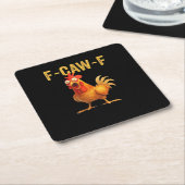 Funny F Caw F Chicken Creative Casual Design スクエアペーパーコースター (アングル)