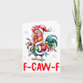 Funny F-caw-f Chicken Humor Santa Rooster Christma カード (正面)