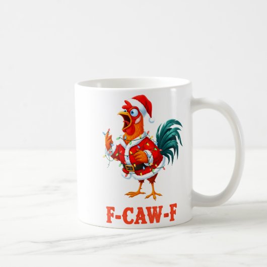 Funny F-caw-f Chicken Humor Santa Rooster Christma コーヒーマグカップ (右)