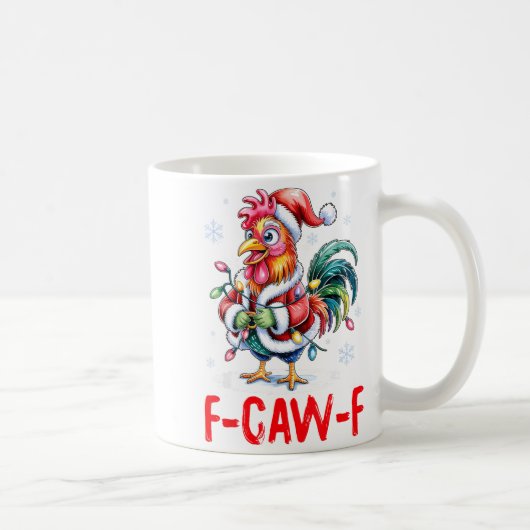 Funny F-caw-f Chicken Humor Santa Rooster Christma コーヒーマグカップ (右)