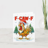 Funny F-caw-f Christmas Chicken Xmas Lights Santa  カード (正面)