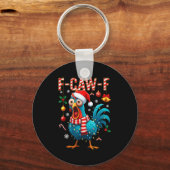 Funny F-caw-f Christmas Chicken Xmas Lights Santa  キーホルダー (正面)