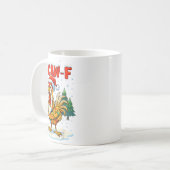 Funny F-caw-f Christmas Chicken Xmas Lights Santa コーヒーマグカップ (正面左)