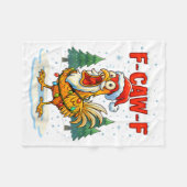 Funny F-caw-f Christmas Chicken Xmas Lights Santa  フリースブランケット (正面(横))