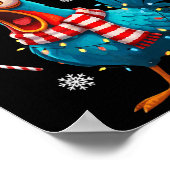 Funny F-caw-f Christmas Chicken Xmas Lights Santa  ポスター (角)