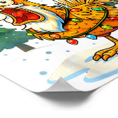 Funny F-caw-f Christmas Chicken Xmas Lights Santa  ポスター (角)