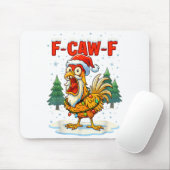 Funny F-caw-f Christmas Chicken Xmas Lights Santa  マウスパッド (マウス)