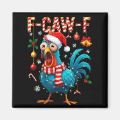 Funny F-caw-f Christmas Chicken Xmas Lights Santa  マグネット (正面)