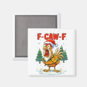 Funny F-caw-f Christmas Chicken Xmas Lights Santa  マグネット (正面/裏面)