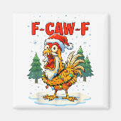 Funny F-caw-f Christmas Chicken Xmas Lights Santa  マグネット (正面)