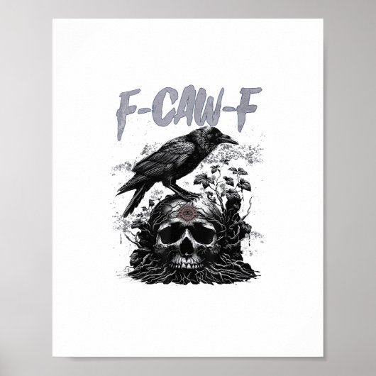 Funny F-Caw-F Crow Funny Halloween Retro Classic ポスター (正面)