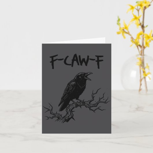 Funny F Caw F Crow Raven Pun  カード (黄色い花)