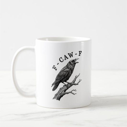 Funny F-Caw-F Crow Raven Pun  コーヒーマグカップ (左)