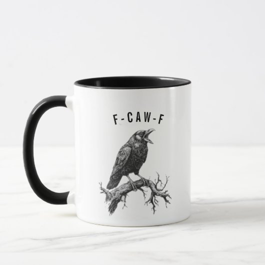 Funny F-Caw-F Crow Raven Pun Coffee Mug マグカップ (左)