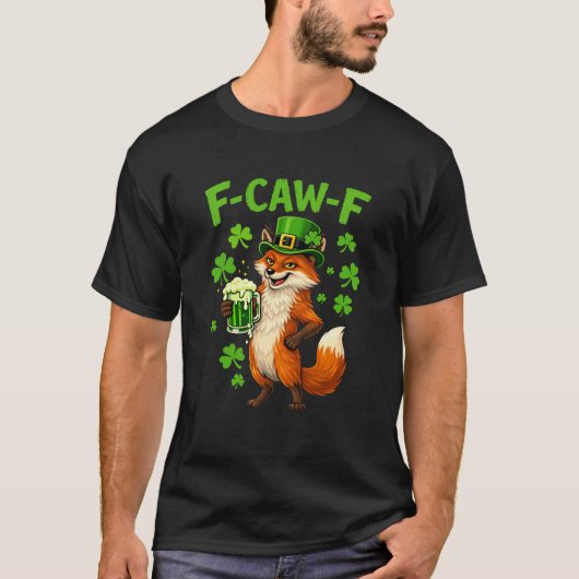Funny F-CAW-F Irish Fox St. Patrick’s Day Tシャツ (正面)