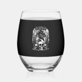 Funny F Caw F Raven Halloween ステムなしワイングラス (正面)