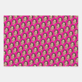 Funny Face Pink Custom Photo Birthday ラッピングペーパーシート (正面3)