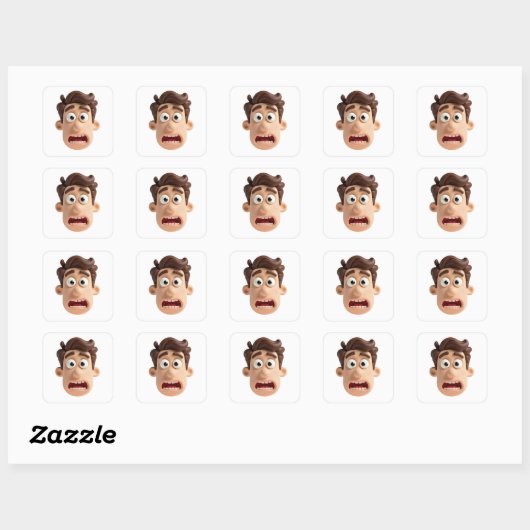 Funny Faces Meme Stickers 3D Character スクエアシール (シート)