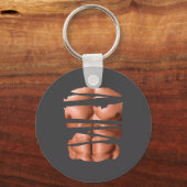 Funny Fake Muscles Fitness Model Chest Six Pack Ab キーホルダー (正面)