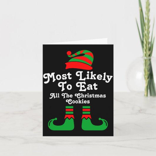 Funny Family Christmas Most Likely To Elf  カード (正面)
