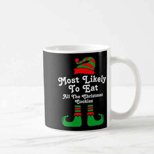 Funny Family Christmas Most Likely To Elf コーヒーマグカップ (右)