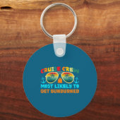 Funny Family Cruise 2025 Most Likely To Cruise Cre キーホルダー (正面)