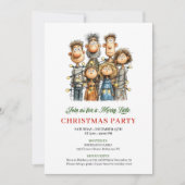 Funny Family Hand Drawn Christmas Party Invite 招待状 (正面)