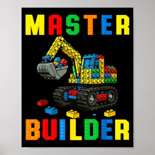 Funny Family Master Builder Building Bricks Blocks ポスター (正面)