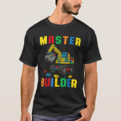 Funny Family Master Builder Building Bricks Blocks Tシャツ (正面)