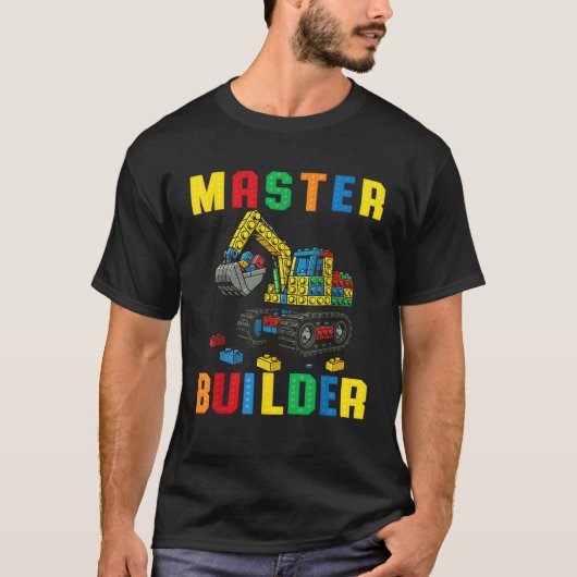 Funny Family Master Builder Building Bricks Blocks Tシャツ (正面)