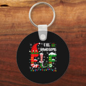 Funny Family Matching Pajamas Handsome Elf Christm キーホルダー (正面)