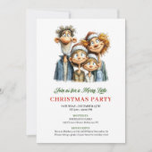 Funny Family Red Green Christmas Party Invitation 招待状 (正面)