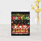 Funny Farmer Merry Christmas Reindeer Santa Gs Fam カード (黄色い花)