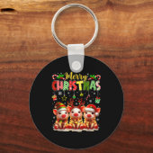 Funny Farmer Merry Christmas Reindeer Santa Gs Fam キーホルダー (正面)