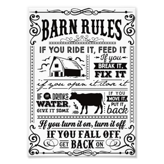 Funny Farmers barn rules Plaque フォトプリント (正面)