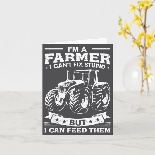 Funny Farming Tractor I'm A Farmer I Feed People カード (黄色い花)