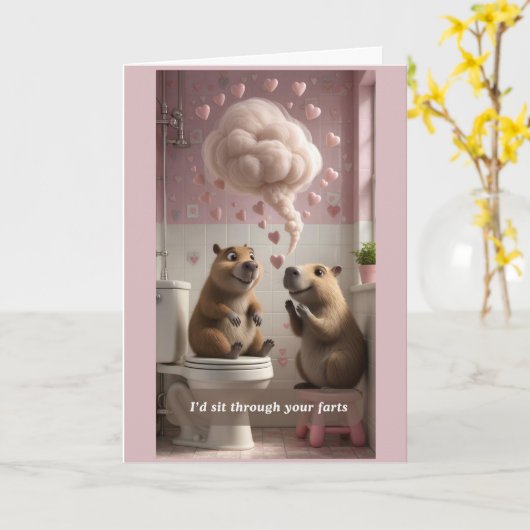 Funny Fart Valentine's Day Holiday Card カード (黄色い花)