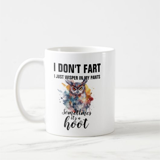 Funny Fart Whisper Owl Mug - Hoot Custom Coffee コーヒーマグカップ (左)