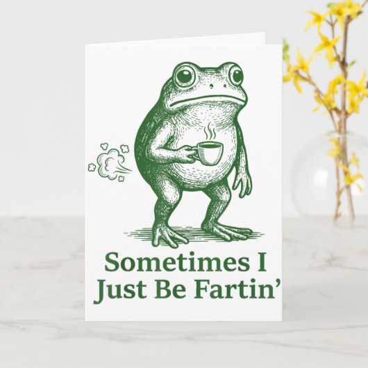 Funny Farting Frog Fart Joke Sometimes I Just Be F カード (黄色い花)