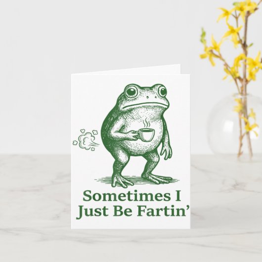 Funny Farting Frog Fart Joke Sometimes I Just Be F カード (黄色い花)