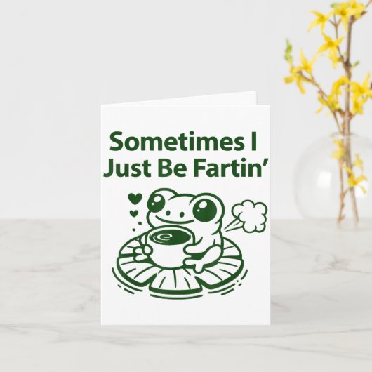 Funny Farting Frog Froglet Fart Sometimes I Just B カード (黄色い花)