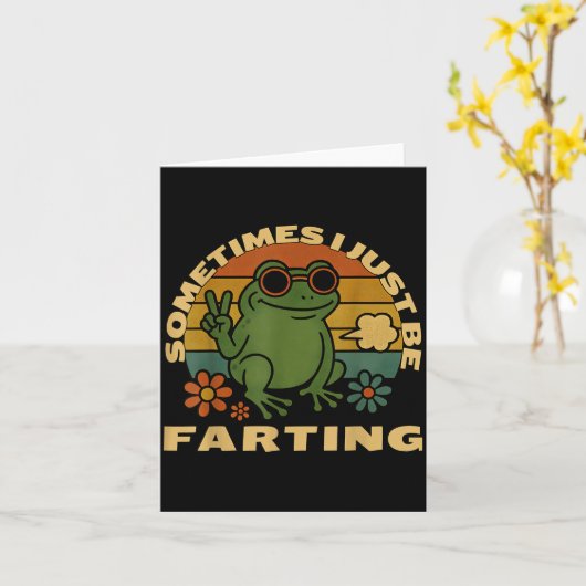 Funny Farting Frog Just Sarcastic I Sometimes カード (黄色い花)