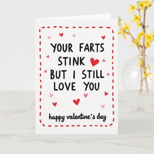 Funny Farts Stink Valentines Love Card カード (黄色い花)