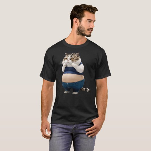 Funny Fat Cat Fat Kitten Cat Lover Tシャツ (正面フル)