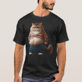 Funny Fat Cat Graphic Fat Kitten Design Chubby Cat Tシャツ (正面)