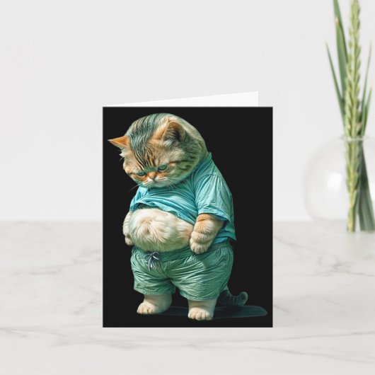 Funny Fat Cat Ia Art Design Print  カード (正面)