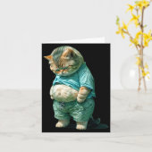 Funny Fat Cat Ia Art Design Print  カード (黄色い花)