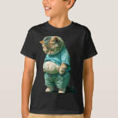 Funny Fat Cat Ia Art Design Print  Tシャツ (正面)
